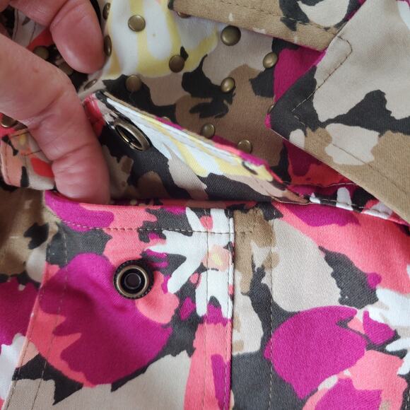 Laura Ashley Pink Floral Studded Jacket Size M Petite - Picture 7 of 9